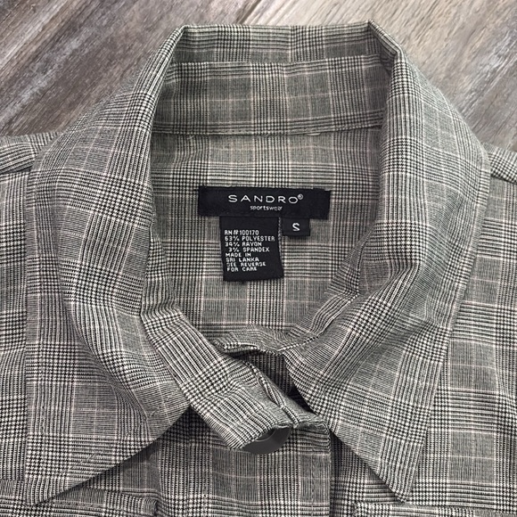 Sandro plaid belted safari jacket size small - Picture 5 of 9